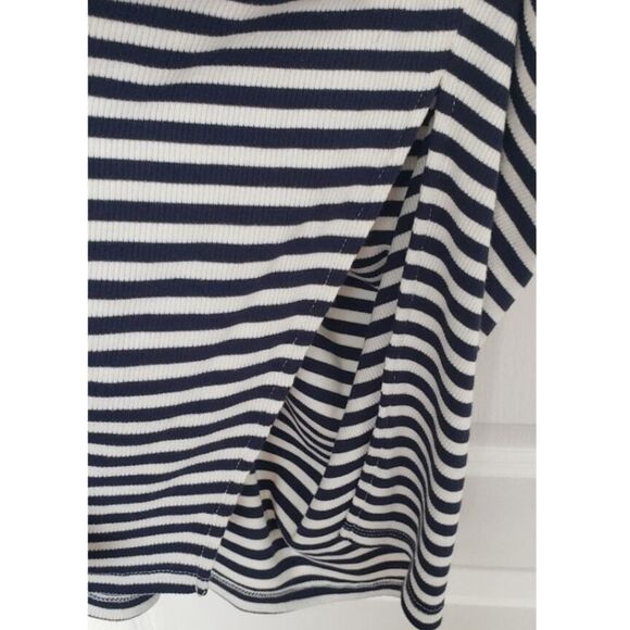 A New Day Striped Ribbed Midi Dress Size L Nautical Beachy Casual Travel - Picture 2 of 5